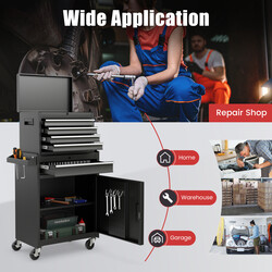 2-i-1 verktygsvagn med avtagbar låda och justerbar hylla, 100 kg kapacitet