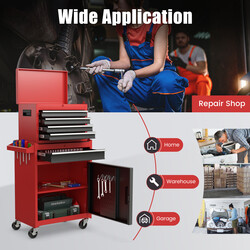 2-i-1 verktygsvagn med avtagbar låda och justerbar hylla, 100 kg kapacitet