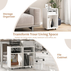 Mobil kontorsskåp med 2 öppna hyllor, vit, 33 x 30 x 58 cm