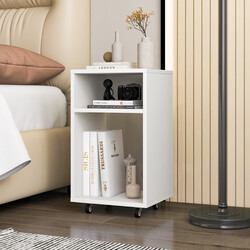 Mobil kontorsskåp med 2 öppna hyllor, vit, 33 x 30 x 58 cm