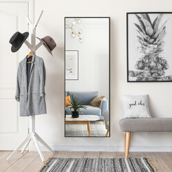 Elegant helkroppsspegel 56x150 cm med säkerhetsglas och svart aluminiumram