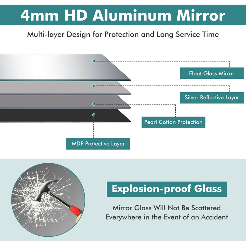 Elegant helkroppsspegel 56x150 cm med säkerhetsglas och svart aluminiumram