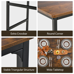 Industriellt matbord set med 2 stolar, bänk och hylla för kök och matsal