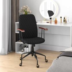 Höj- och sänkbar kontorsstol i sammet med ergonomiskt ryggstöd, svart, upp till 150 kg