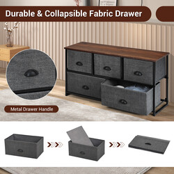 Förvaringsenhet med 5 lådor i grått med metallram och MDF-skivor