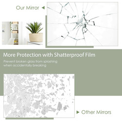 Helkroppsspegel med gyllene stålram och säkerhetsfilm för väggmontering