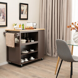 hyllor och handdukshållare i brun färg