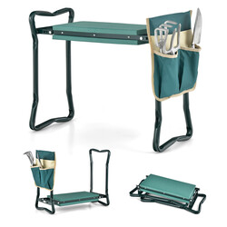 Hopfällbar 2-i-1 trädgårdspall med EVA-kudde och verktygsficka för bekväm trädgårdsarbete