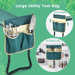 Hopfällbar 2-i-1 trädgårdspall med EVA-kudde och verktygsficka för bekväm trädgårdsarbete