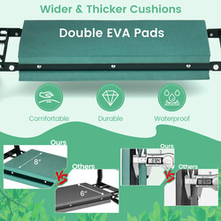 Hopfällbar 2-i-1 trädgårdspall med EVA-kudde och verktygsficka för bekväm trädgårdsarbete