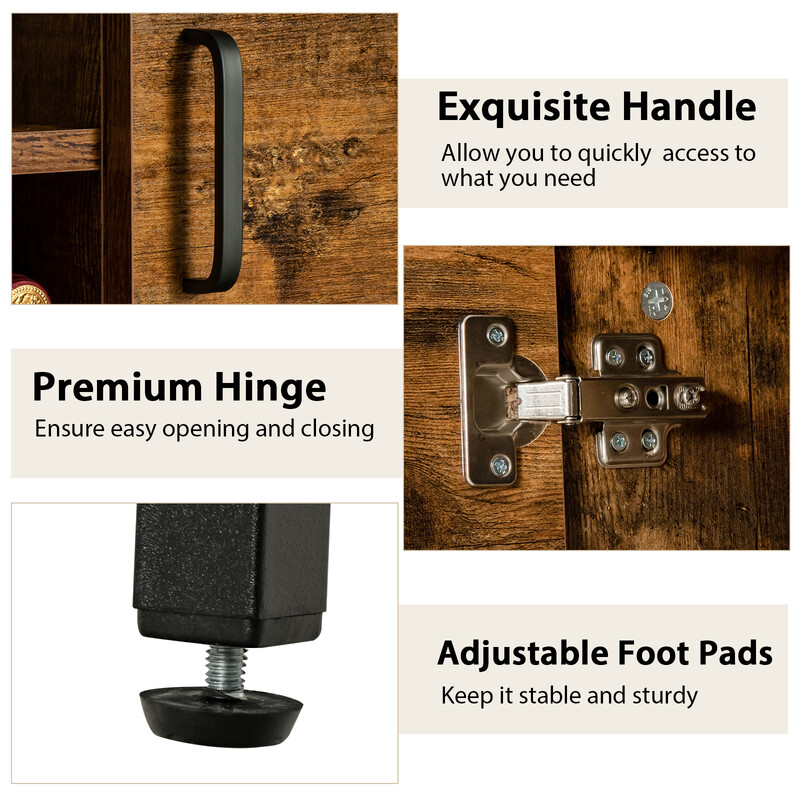 Sideboard i trä med vinställ och skåp, rustik brun, 120 x 40 x 85 cm