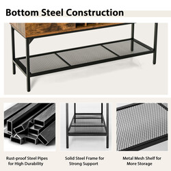 Sideboard i trä med vinställ och skåp, rustik brun, 120 x 40 x 85 cm