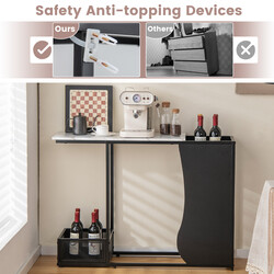 Konsolbord 110 cm med marmormönster och växthållare i svart och vitt