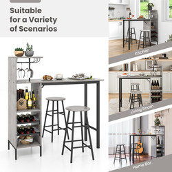 Industriellt barbord set med stolar i grått med praktisk förvaring och hållbar konstruktion