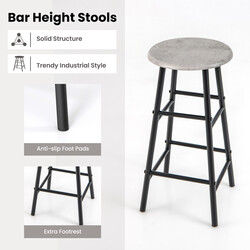 Industriellt barbord set med stolar i grått med praktisk förvaring och hållbar konstruktion