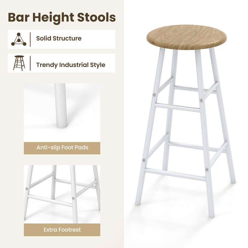 Industriellt barbord och stolar set med vinhållare och förvaring, naturlig färg