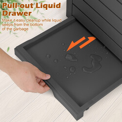 Soptunna 118 L med lock, utdragbar vätskebehållare och handtag, väderbeständig, svart