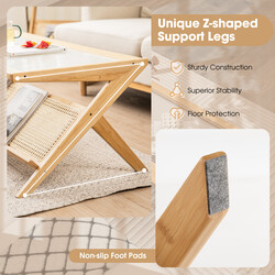 Soffbord i bambu med härdat glas och rotting, 120 cm, naturlig elegans