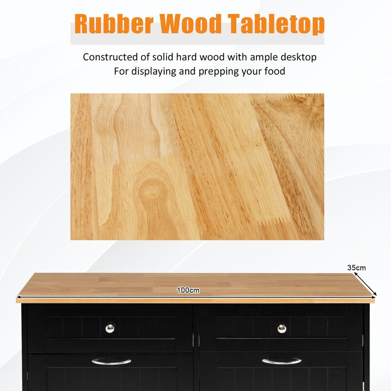 Svart köksavfallsskåp med stor arbetsyta, 2 lådor och justerbar hylla