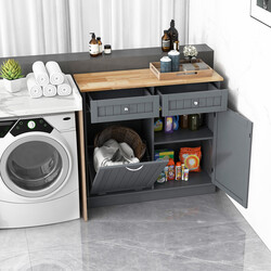 Köksavfallsskåp med stor arbetsyta, 2 lådor och justerbar hylla i svart MDF