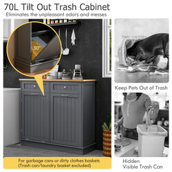 Köksavfallsskåp med stor arbetsyta, 2 lådor och justerbar hylla i svart MDF