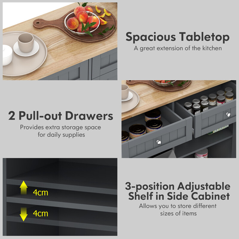 Köksavfallsskåp med stor arbetsyta, 2 lådor och justerbar hylla i svart MDF