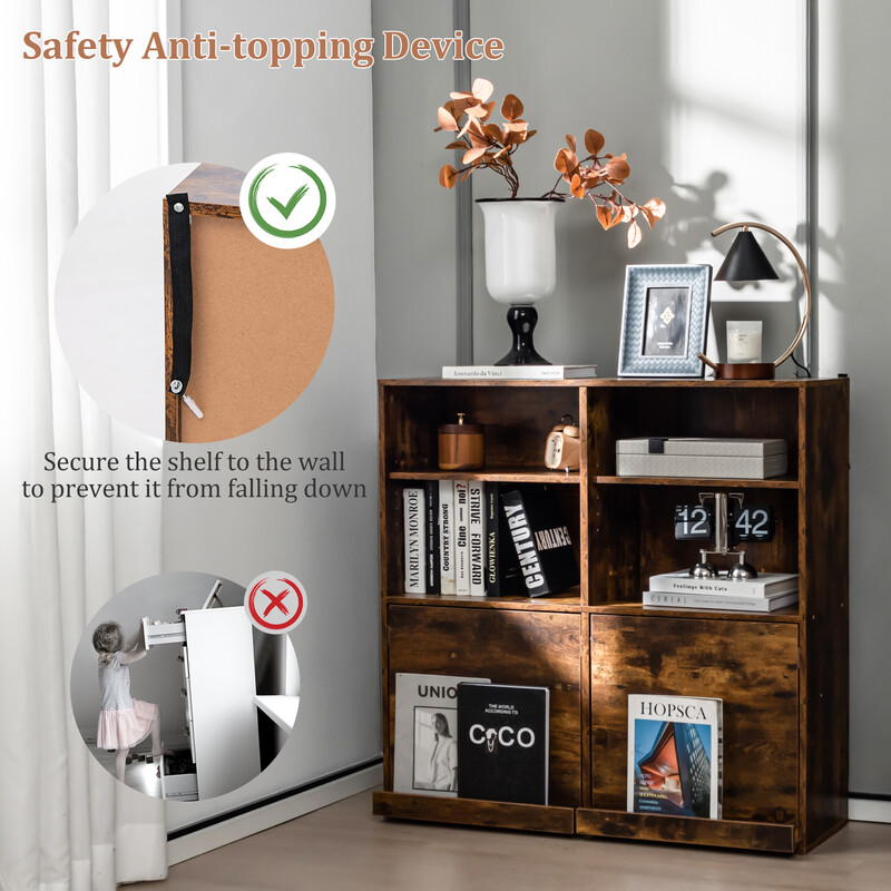 Bokhylla med 6 hyllor och utdragbart hyllplan i vintagebrun, 90 x 29,5 x 90 cm