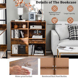 Bokhylla med 6 hyllor och utdragbart hyllplan i vintagebrun, 90 x 29,5 x 90 cm