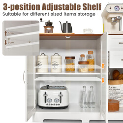 Vitt köksskåp med arbetsyta, justerbara hyllor, lådor och dörrar för mångsidig förvaring