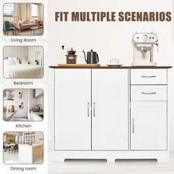 Vitt köksskåp med arbetsyta, justerbara hyllor, lådor och dörrar för mångsidig förvaring