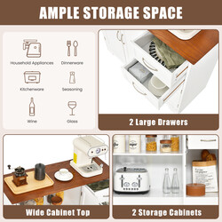 Vitt köksskåp med arbetsyta, justerbara hyllor, lådor och dörrar för mångsidig förvaring