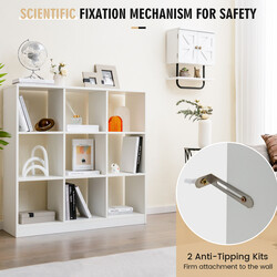 Barnhylla med 9 fack vit förvaringslösning för leksaker och böcker 107,5 x 33 x 107,5 cm