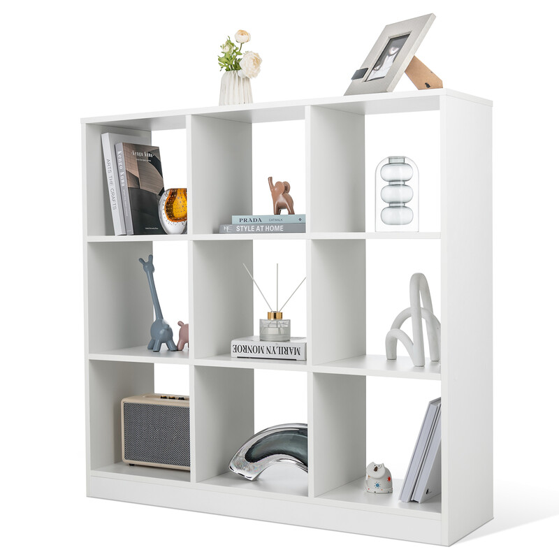 Barnhylla med 9 fack vit förvaringslösning för leksaker och böcker 107,5 x 33 x 107,5 cm