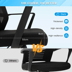 Ergonomisk kontorsstol med ländryggsstöd och gungfunktion i svart för bekvämt arbete