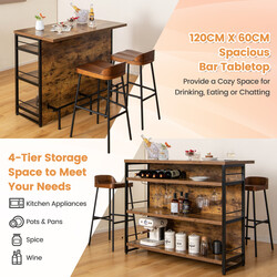 Elegant barbord med vinhylla, glashållare och justerbara fötter för stilren förvaring