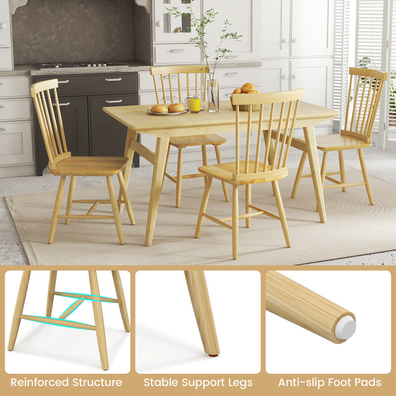 2-pack windsorstolar i trä med hög rygg och fotstöd för matsal eller kök