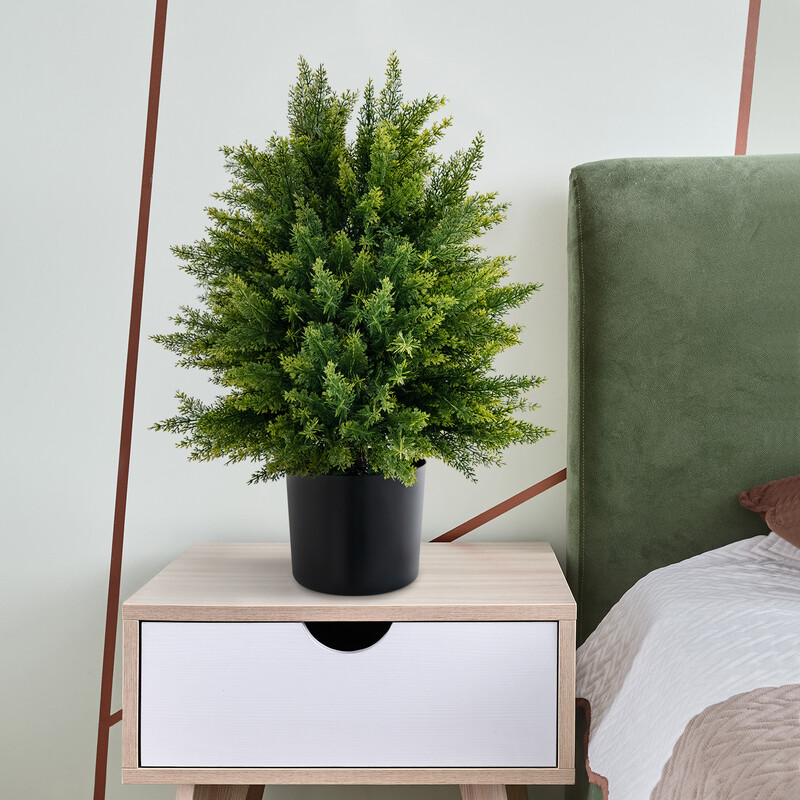 2-pack konstgjorda cedarklotträd med kruka 55 cm för hem och kontor