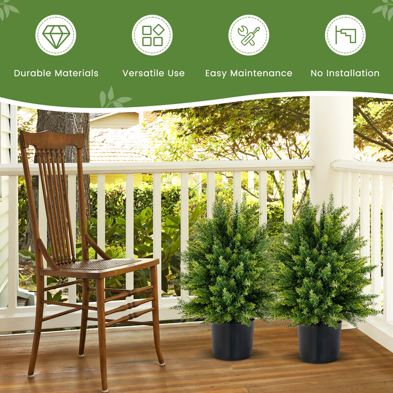 2-pack konstgjorda cedarklotträd med kruka 55 cm för hem och kontor