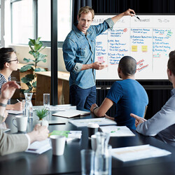 Dubbelsidig höjdjusterbar mobil magnetisk whiteboard 120x80 cm med aluminiumram och tillbehör