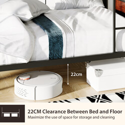 2-i-1 ombyggbar våningssäng i metall med stege och skyddsräcken 190 x 90 cm