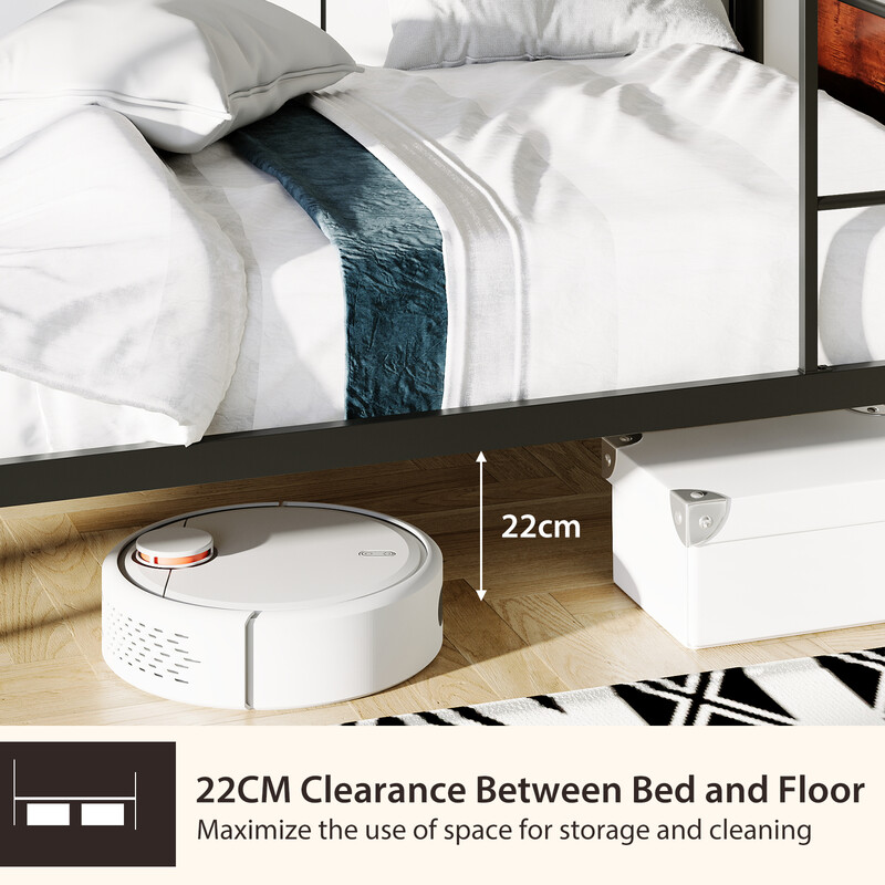 2-i-1 ombyggbar våningssäng i metall med stege och skyddsräcken 190 x 90 cm