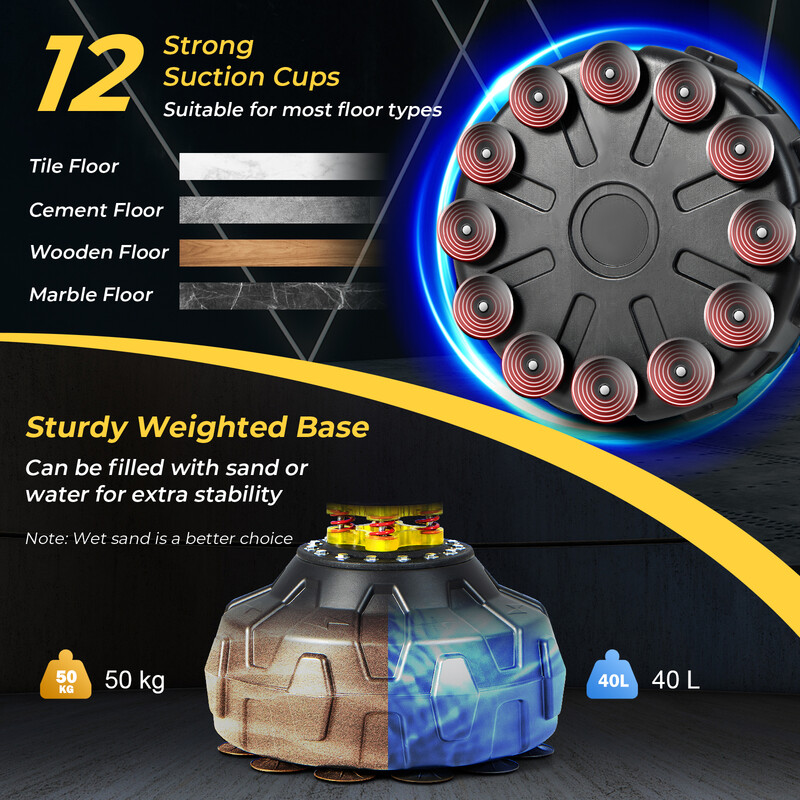 360° reflexstång med 2 speedbollar och justerbar stående boxningssäck för träning hemma
