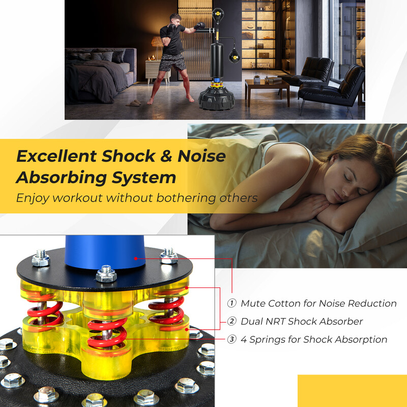 360° reflexstång med 2 speedbollar och justerbar stående boxningssäck för träning hemma