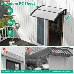 Grått dörrtak 122x99 cm för väderskydd med hållbar konstruktion och UV-skydd