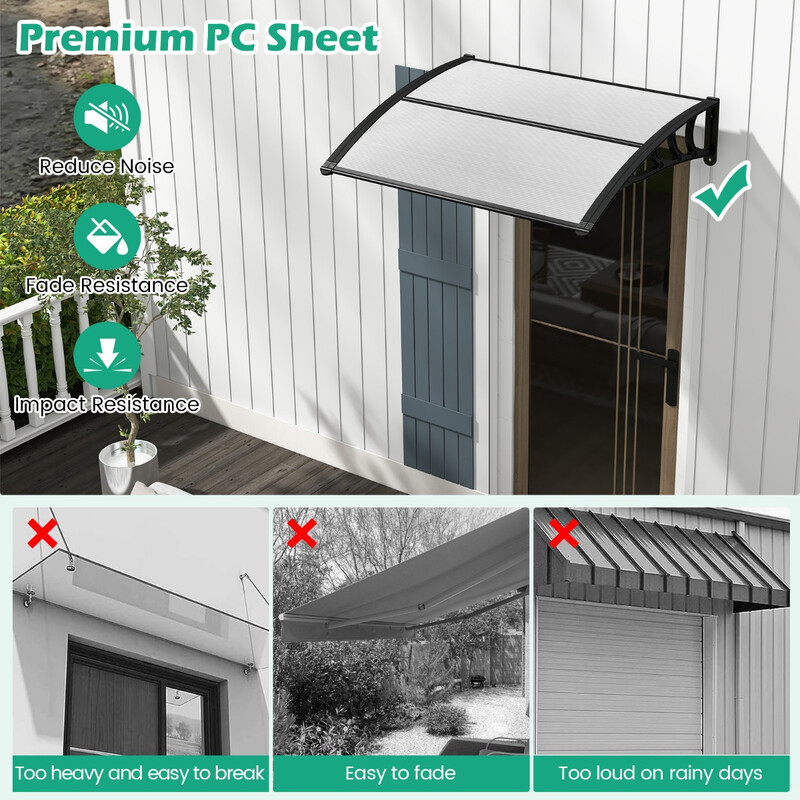 Grått dörrtak 122x99 cm för väderskydd med hållbar konstruktion och UV-skydd