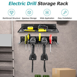 Vägghylla för verktyg med 4 hållare och 36 hål i hållbart kolstål