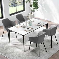 2-pack matstolar med ergonomisk ryggstöd och grå linneliknande klädsel