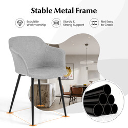 Set om 2 matstolar med ergonomisk ryggstöd och ljusgrå linneliknande klädsel