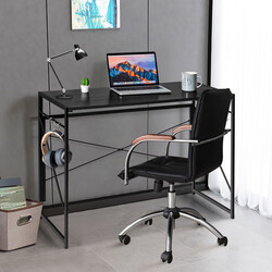 Hopfällbart skrivbord med metallram, 100x50 cm, svart, maxbelastning 115 kg