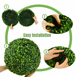 2-pack konstgjorda buxbomkulor UV-beständiga dekorationsbollar för inomhus och utomhusbruk